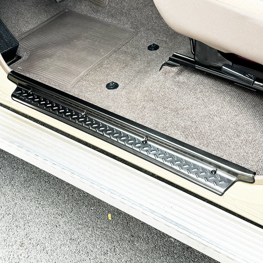 Black Stainless Steel Door Step/Sill Trims Suitable for 70 Series Landcruiser Dual Cab and 76