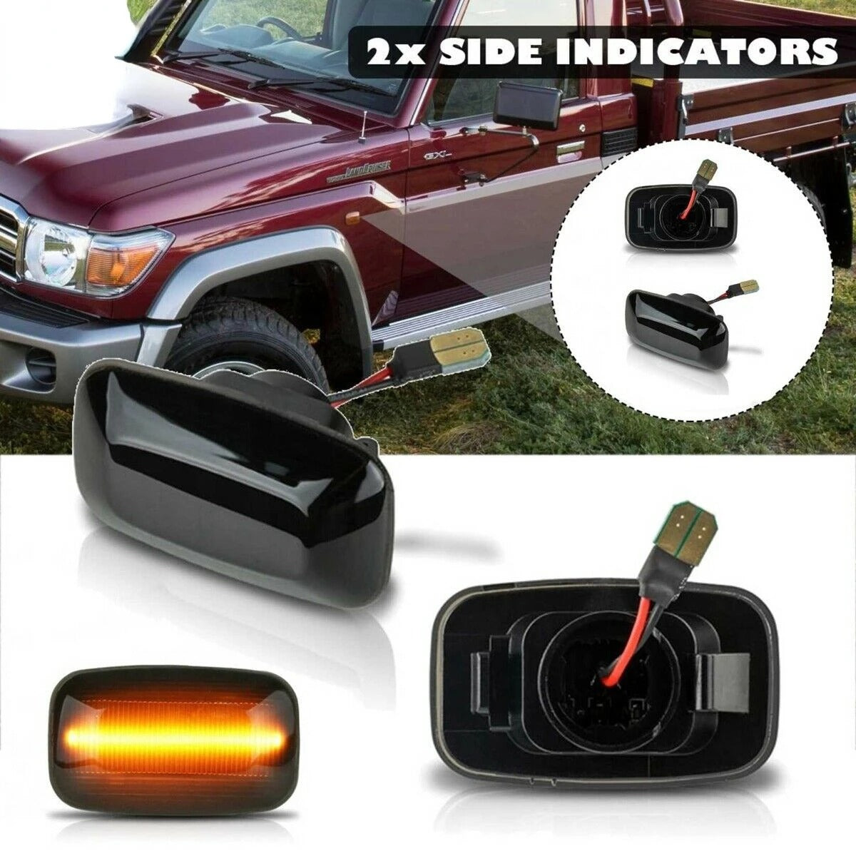 Black Side LED Indicator to Suit Toyota Landcruiser 70 Series
