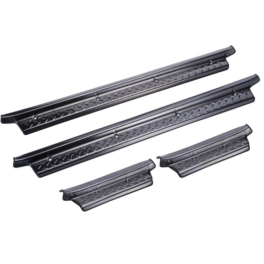 Black Stainless Steel Door Step/Sill Trims for 70 Series Landcruiser Dual Cab and 76
