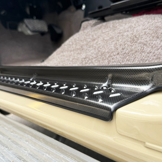 Black Stainless Steel Door Step/Sill Trims for 70 Series Landcruiser Dual Cab and 76