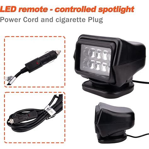 Epic 12 Volt Remote 360 Degree Led Search Light/Spotlight Magnetic Mount ..