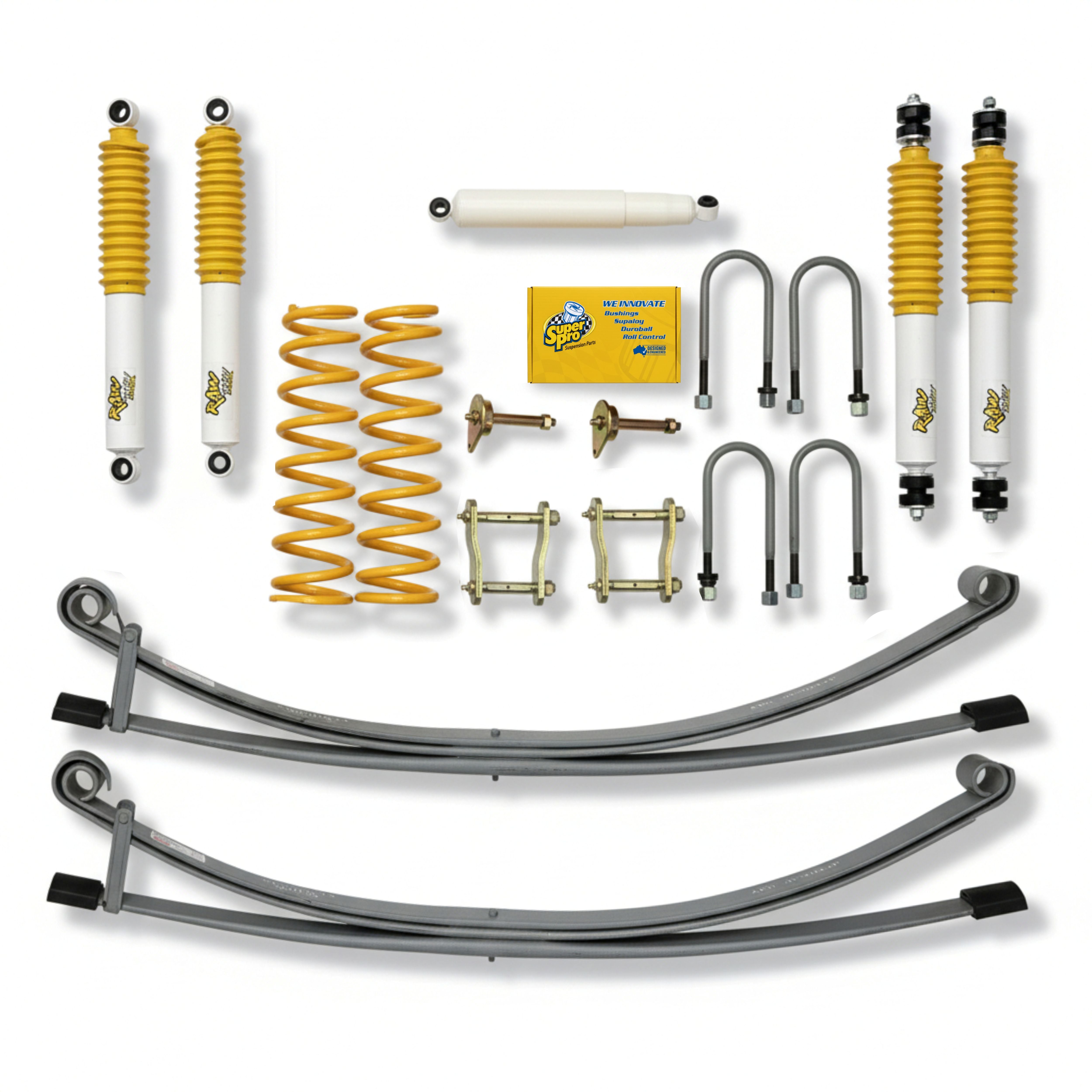 Toyota Landcruiser 79 Series Parabolic Suspension Kit for Single Cab and Dual Cab 79 Series Landcruiser Includes Front Coils Shocks Leaves   Shackles Full Kit