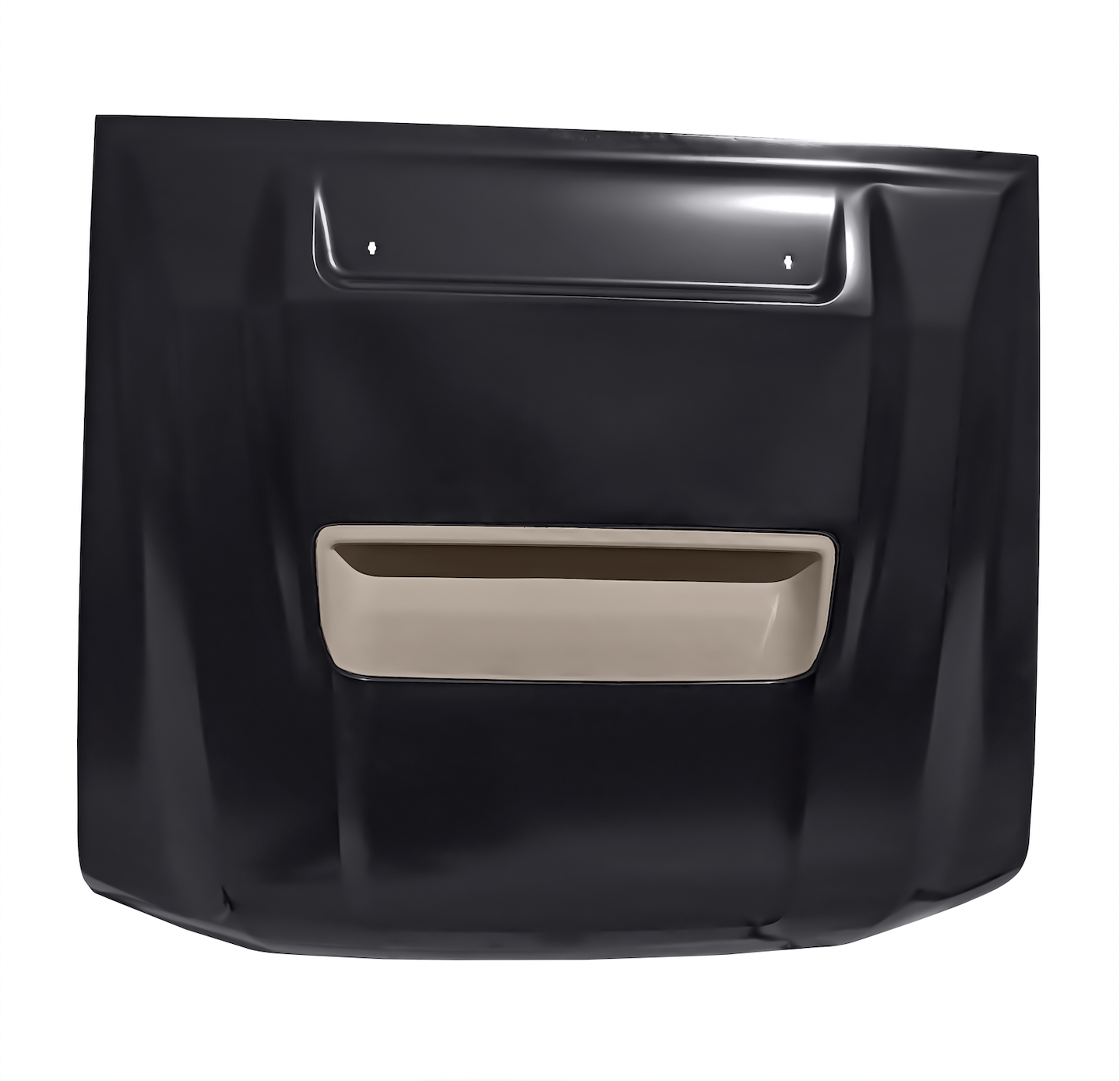 Aftermarket black bonnet for Landcruiser 79 Series V8 with a scoop in the middle section.
